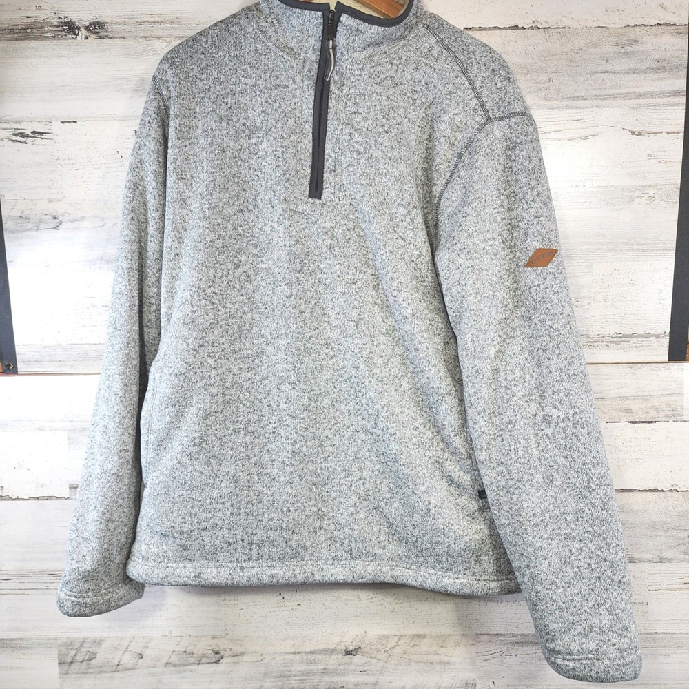 Orvis Quarter Zip Fleece Pullover Mens Large Gray Sherpa Lined Sweater Mock Neck